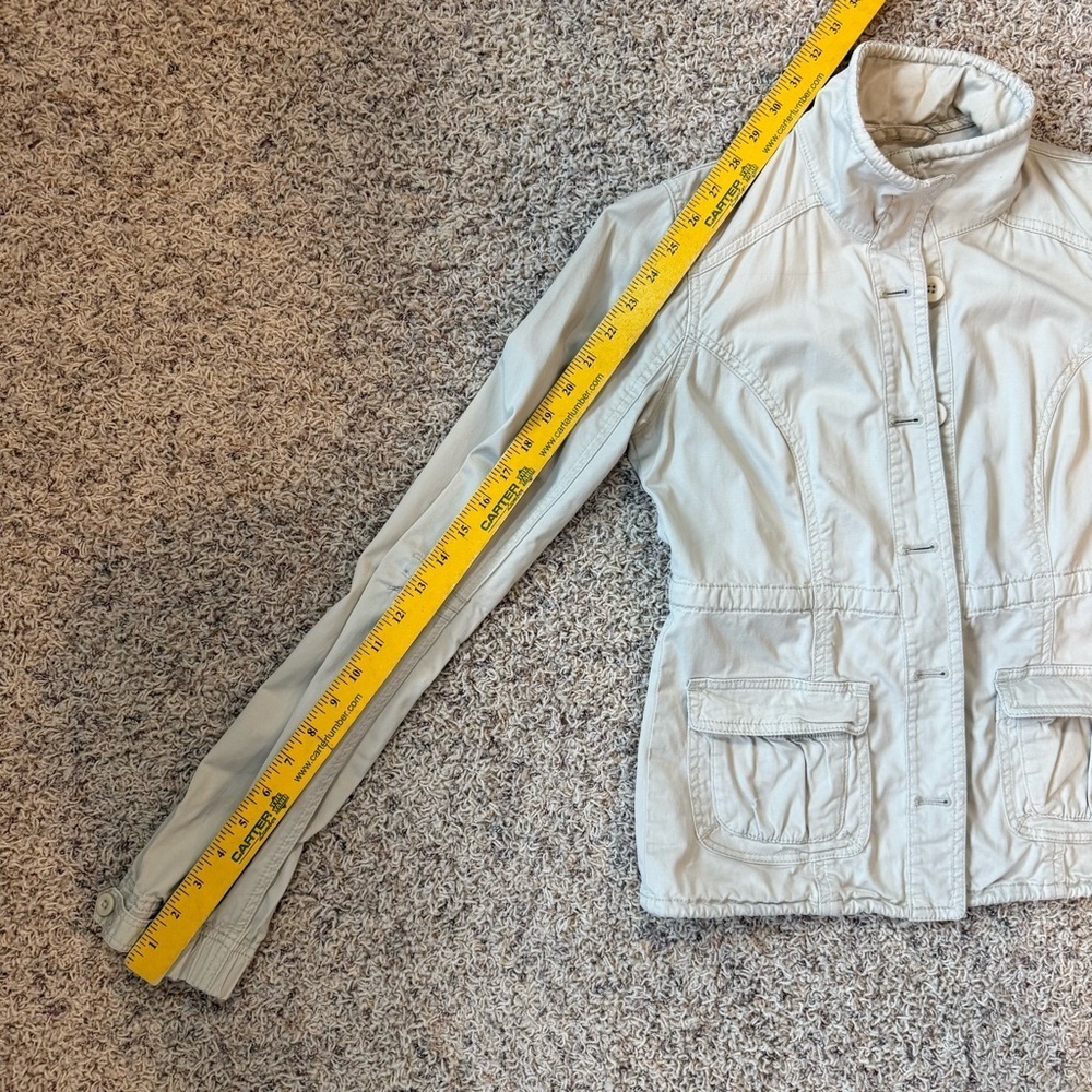 Abercrombie & Fitch Womens Jacket Khaki Tan Canvas Utility Outerwear Blazer Med - Picture 10 of 11